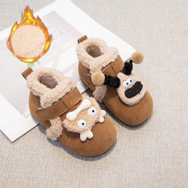 Girls' Korean Version of Cotton Shoes 2025 New Winter Children's Velvet Two Cotton Shoes Boys Cartoon Doudou Soft-soled Birkenstocks