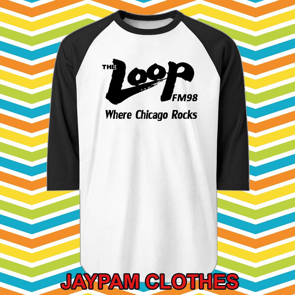 The Loop FM 98 radio Men Raglan Black Size S 2XL XXXXL