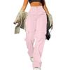Women's Casual Lightweight Hiking Pants High Waist Beltless Straight Leg Loose 4 Pockets  Cargo Pants