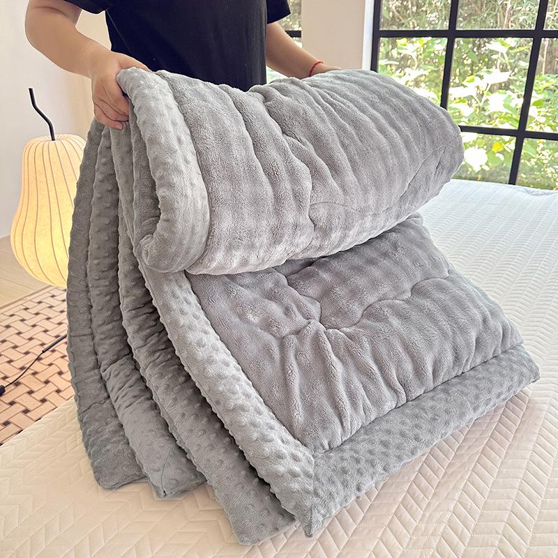 2025 Winter Imitation Rabbit Fur High-Weight Three-Layer Quilted Blanket