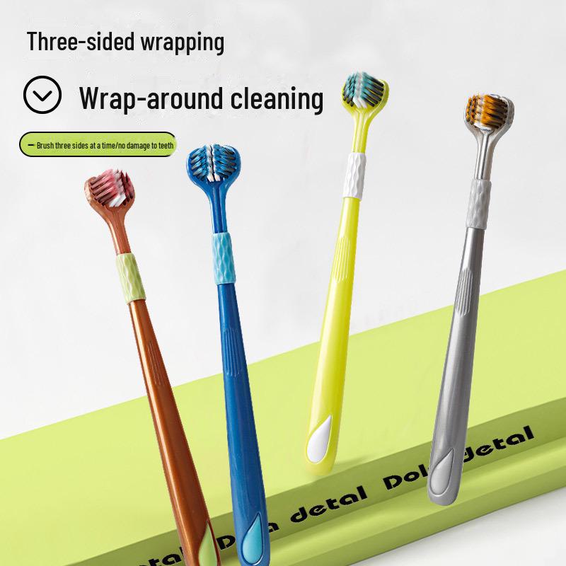 Periuță de dinți pentru adulți cu peri moi pe trei laturi de înaltă calitate cu curățător de limbă - Perfectă pentru cupluri