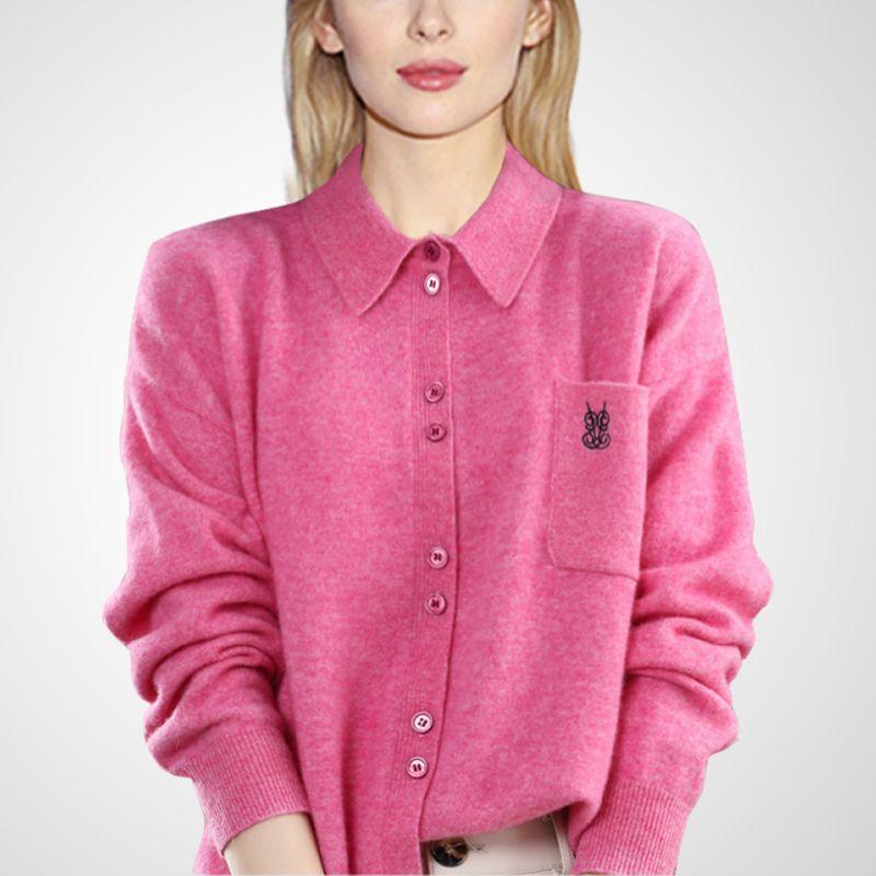 

Кардиган в западном стиле, молодежный, шикарный, стильный, нишевый стиль, вязаный Rose powder S