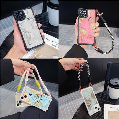 Ae89 Map Flugzeugflugbahn Weiche Telefonhüllen für iPhone 16 15 14 13 12 11 Pro Max XR mit Handschlaufe Lanyard Eckschutz Rückseitige Abdeckung