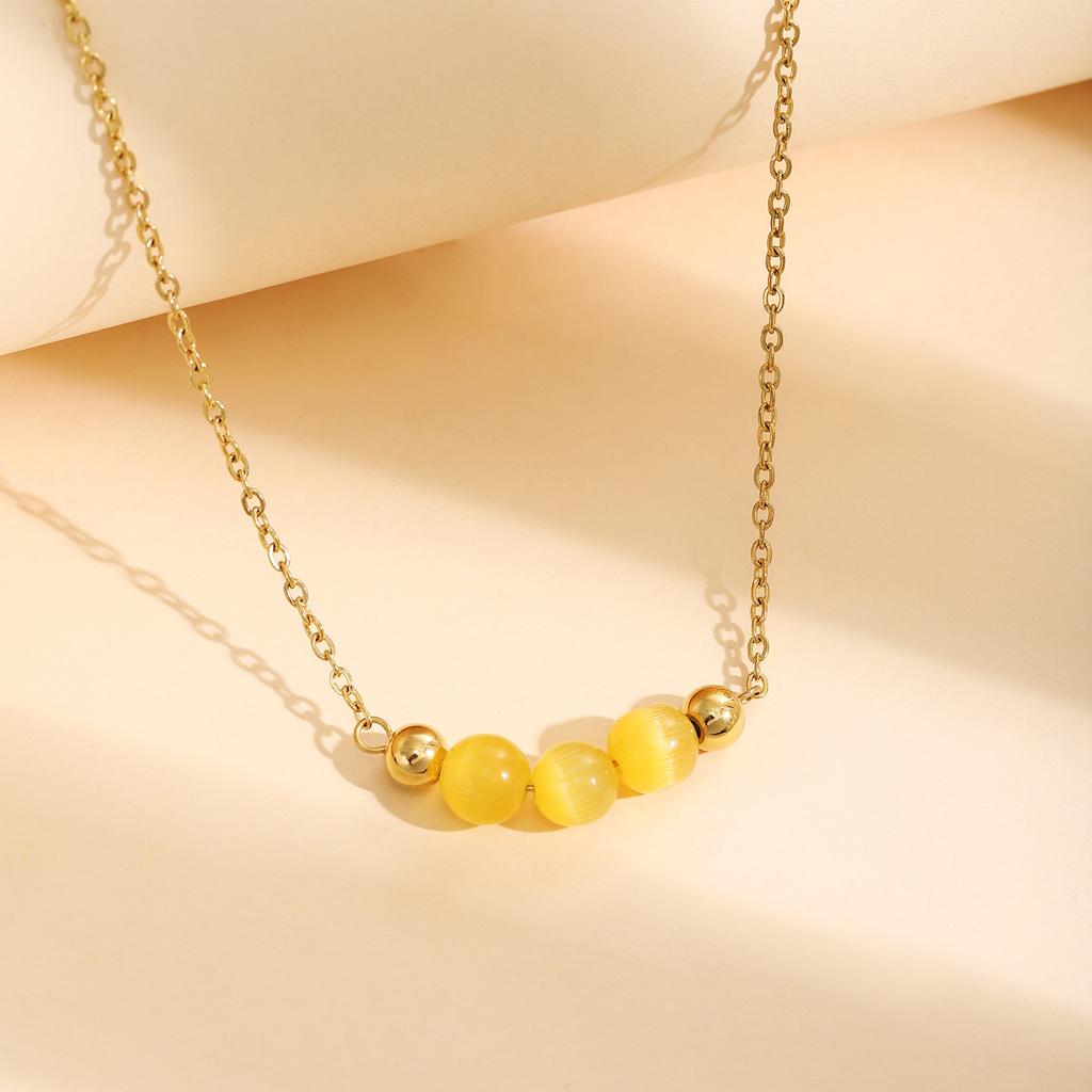 Vintage Necklace Featuring Natural Stone Adjustable Length Necklace Stainless Steel Texture Present for Women and Girl
