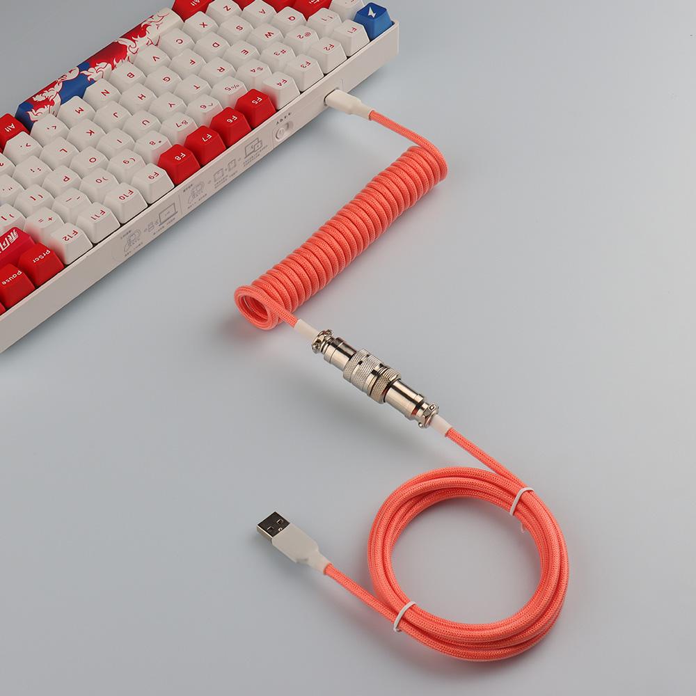 Mechanical Keyboard Coiled Cable Wire Type C USB Port Coiling Cable Gaming Keyboard
