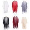 Women's Shawl Wrap for Weddings and Parties Comfortable Fringed Shawl Wearable Wrap for Travel Beach Parties
