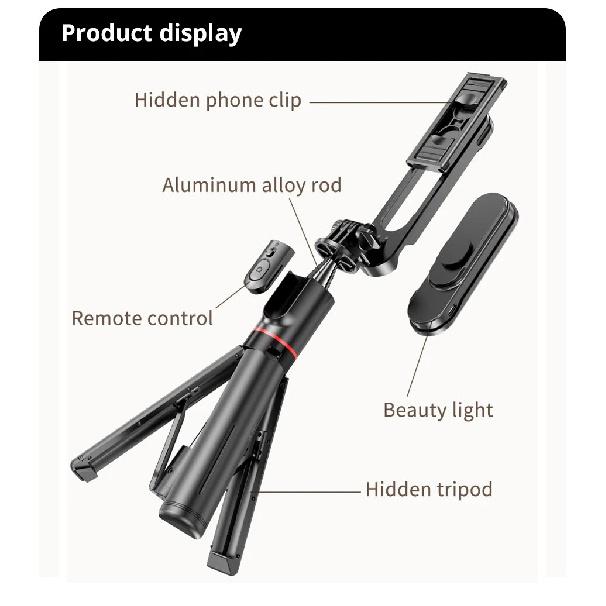 Foldable Selfie Stick Mini Tripods With LED Fill Light Wireless Bluetooth Remote Shutter For Mobile Phone Photo Video Live Vlog 7