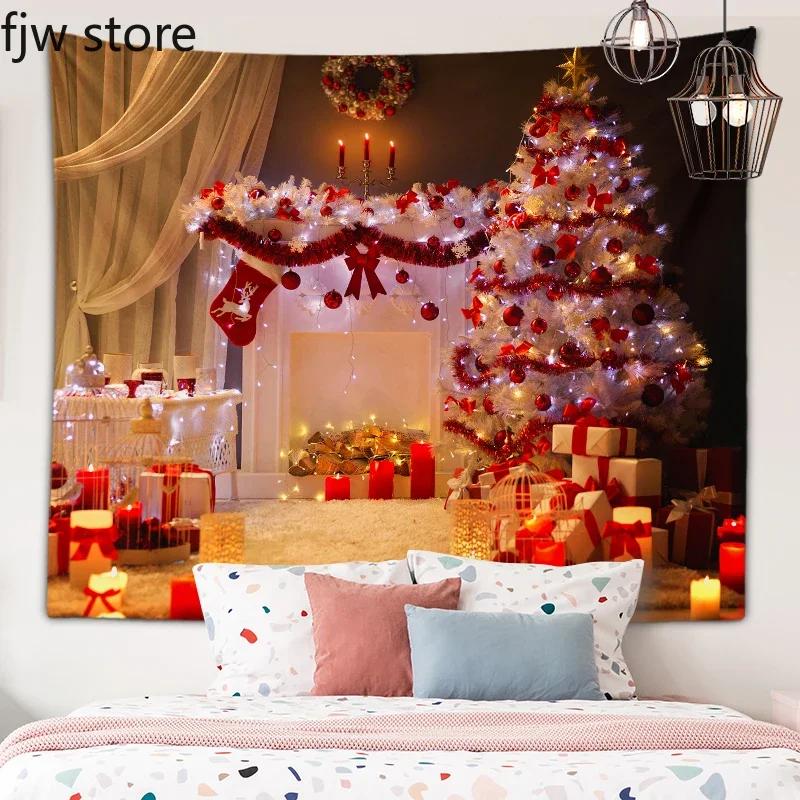 Рождественский Новый год Декор Гобелен Дерево Печь Свеча Настенная Живопись Комната — фото 13