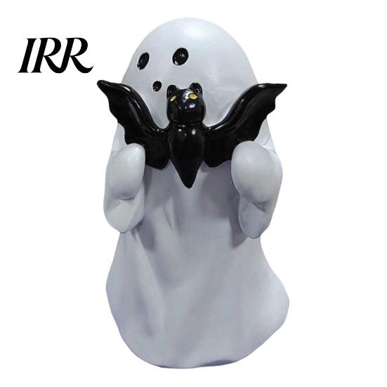 Halloween Table Centerpieces Ghost Figurine, Cute Resin Statue, Creative Holding Whimsical Desk Accessories Bat/Drink Tabletop Ornament for