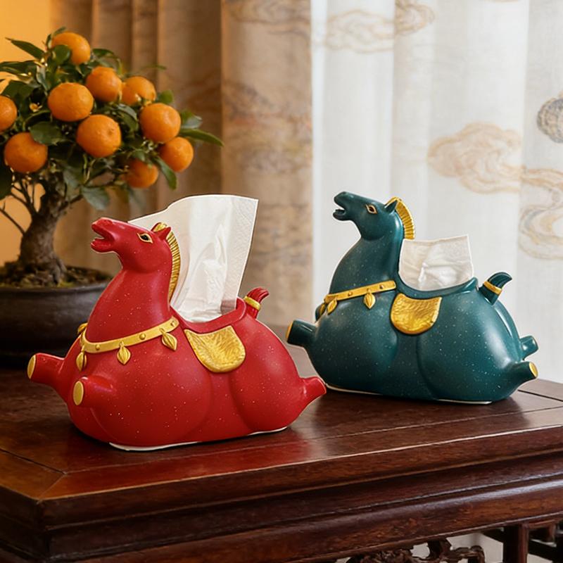 Cute Horse Tissue Box Home Living Room Decoration Ornament Tissue Box Kitchen and Bathroom Storage Supplies Gift