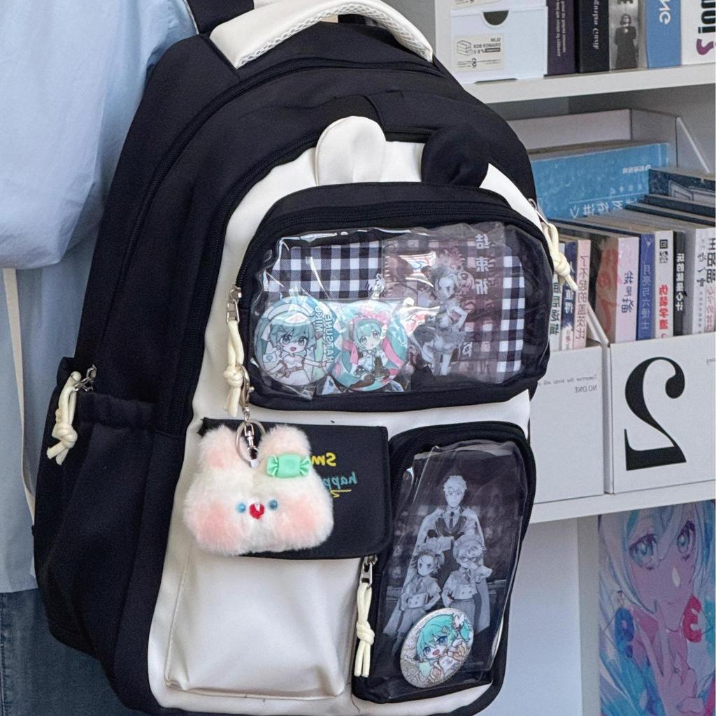 School Bag High Value Ins Junior High School Backpack Cute Contrasting Color Splicing Large Capacity