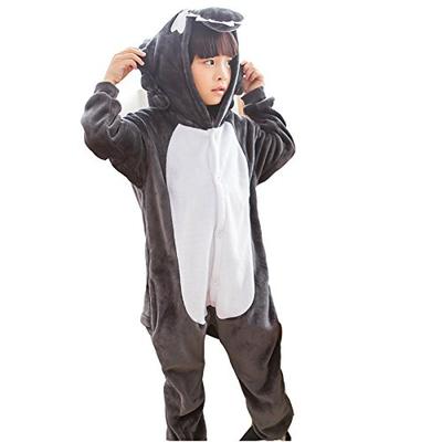 Dorawithme Wolf Kigurumi Pyjama für Kinder, Tier-Cosplay-Kostüm für Halloween und Weihnachten, Unisex (110 cm)