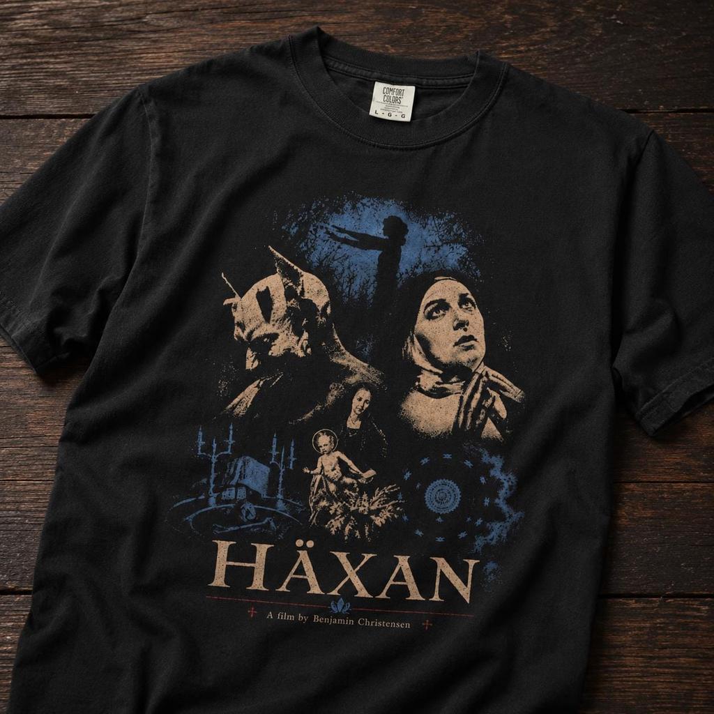 Häxan Shirt, Vintage Witch Horror Movie Tee, 1922 Silent Film Gift, Occult Woodcut Art, Goth Witchy Clothing, Witchcraft Through the Ages