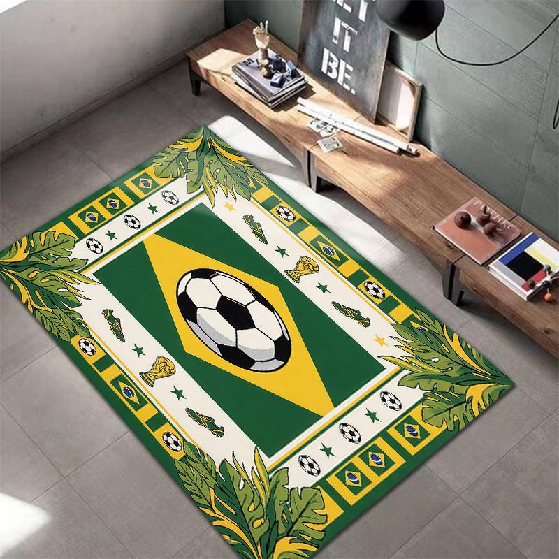 Tapete Quadrado com Padrão de Futebol da Copa do Mundo, Tapete de Área, Tapete para Sala de Estar, Quarto, Sofá, Sala de Brincar, Decoração, Tapete Antiderrapante, Presentes de Feriado e Aniversário
