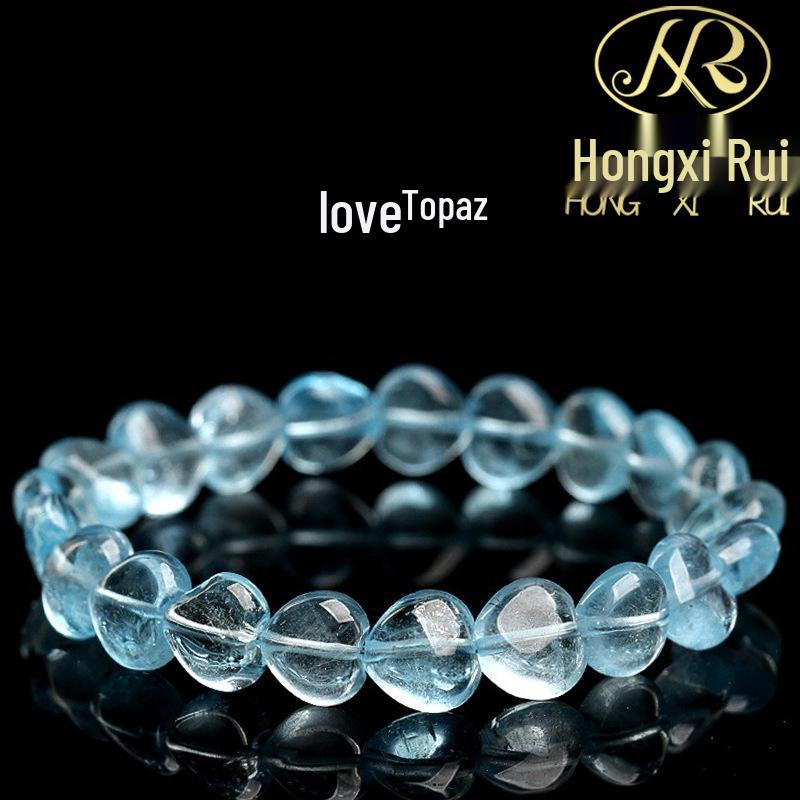 Браслет Hongxirui из кристалла с натуральным голубым топазом в форме сердца Approx. 10mm/strand