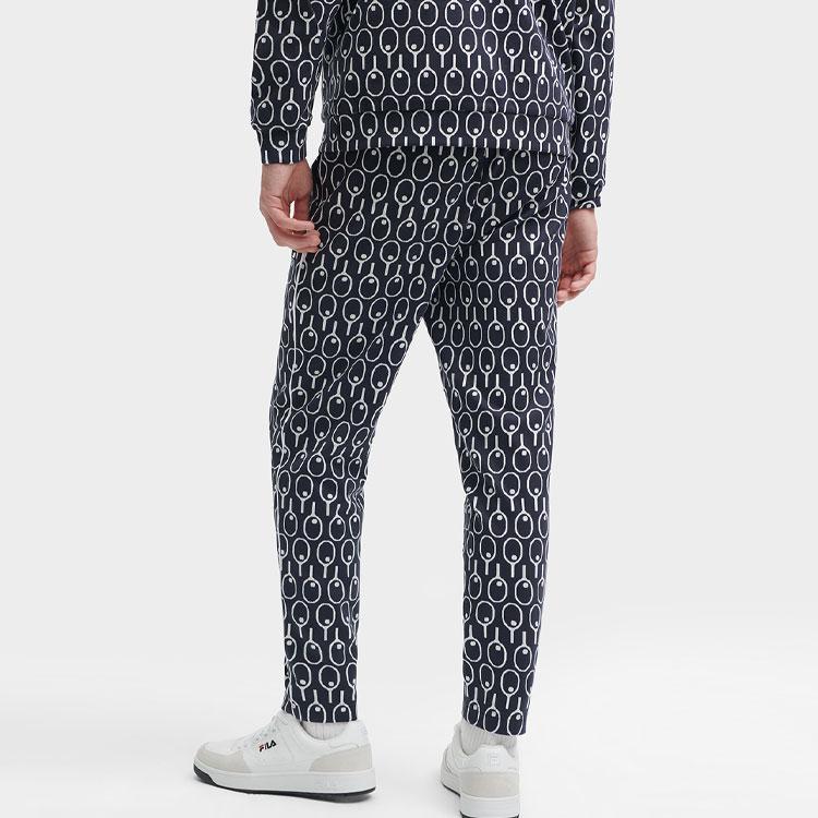 FILA All Over Print Mid Rise Straight Leg Casual Pants Men bottoms Black F11M349607F-ZA