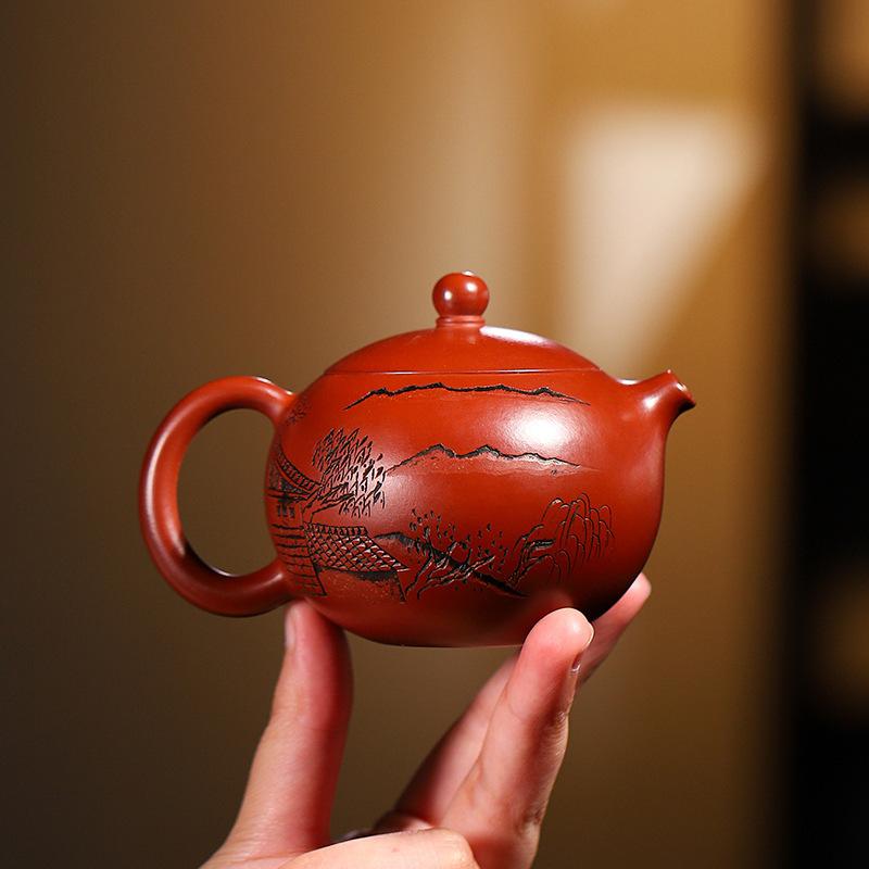 

110ml Elegant Yixing Purple Clay Teapots Famous Master Handmade Xishi Pot Raw Ore Dahongpao Mud Kettle Chinese Zisha Tea Set Cha
