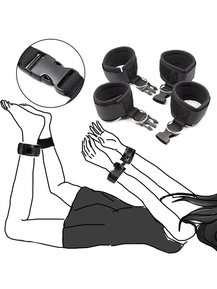 Adult Game Restraints Fetish Erotic Sex Toys For Couples Women Bandage Slave Collars Obedience Handcuffs Master Bondage Kit