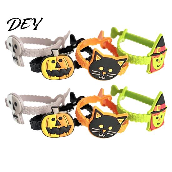 Cute Cartoon Pumpkin Bracelets 8 Pcs Halloween Bracelets, Adjustable Soft PVC Wrist Straps for Kids Adults, Comfortable Party Gifts Witch Trick
