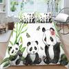 Panda Bedding Set for Kids Boys Girls Cute Cartoon Giant Panda Duvet Cover Set King/Queen Size Yellow Soft Polyester Quilt Cover