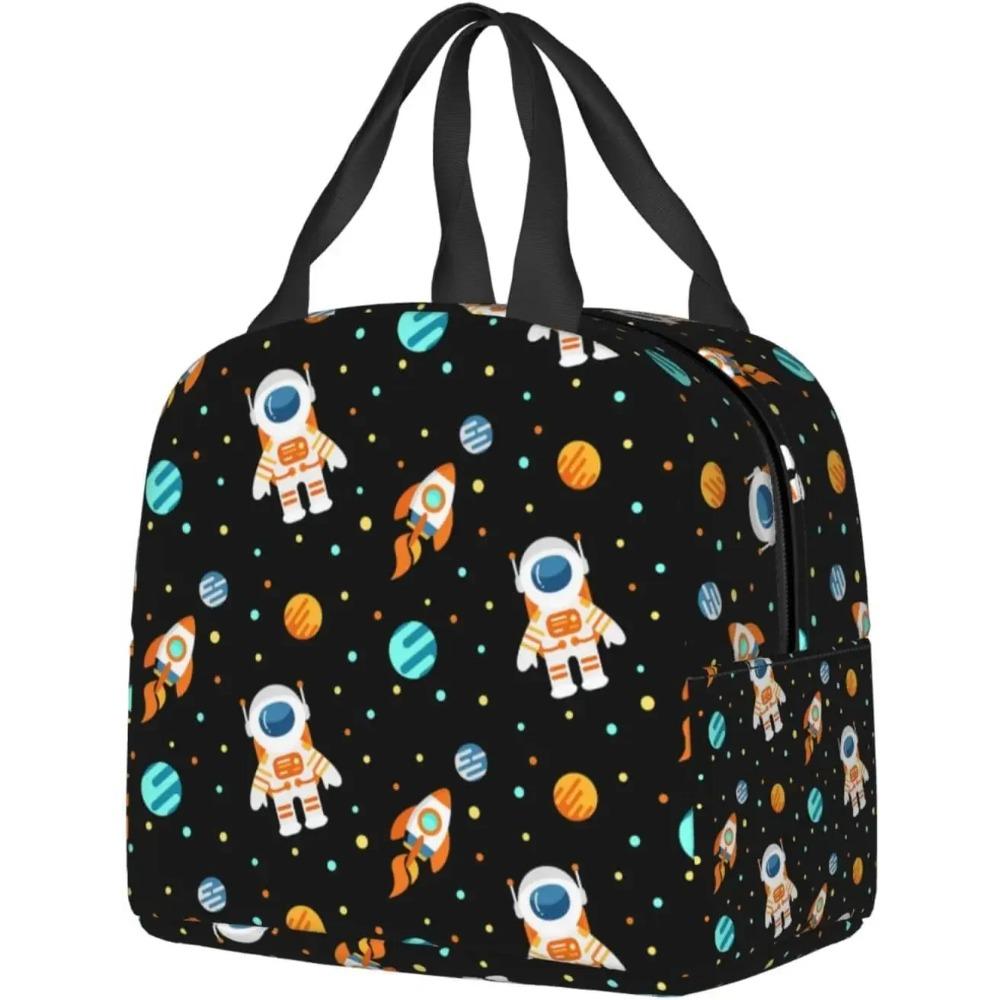 Kosmický astronaut taška na oběd pro děti chlapce dívky černá planety vesmír izolovaná chladicí krabička na oběd do školy práce piknik pláž