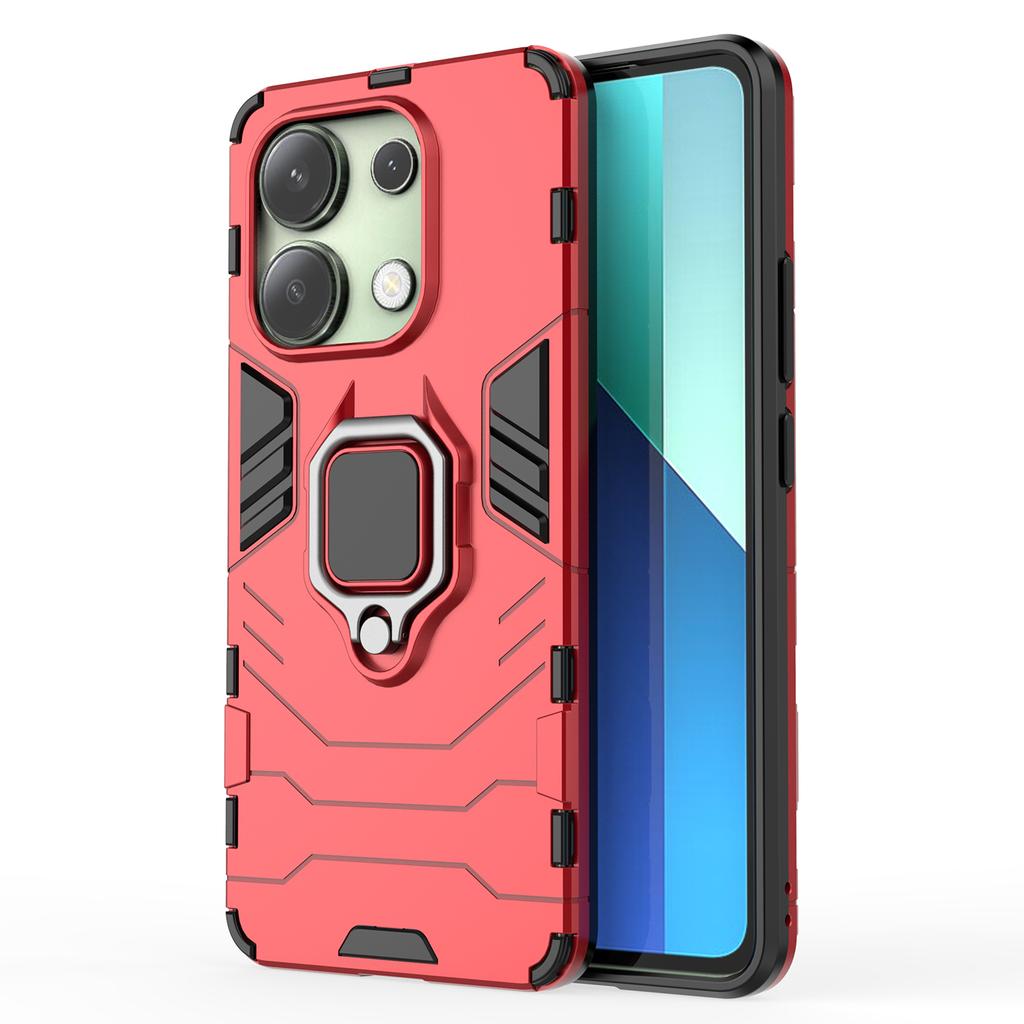 For Xiaomi Redmi Note 13 4G Case PC+TPU Anti-drop Phone Cover with Ring Holder Kickstand