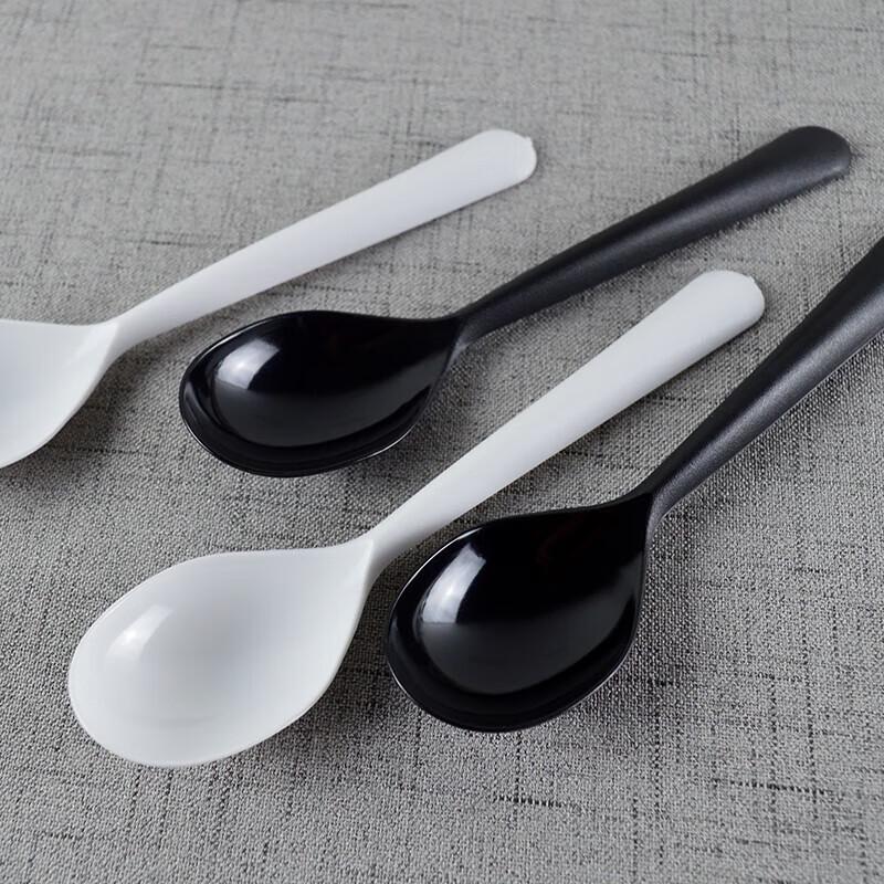 CHULV Disposable Black PS Plastic Spoons, 1000-Pack