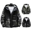 Men Hoodie Jacket Camouflage Patchwork Loose Windbreaker Spring Autumn Washable Zipper Outwear Streetwear
