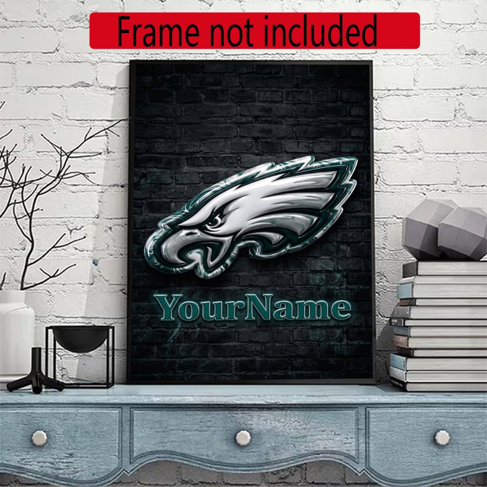 Philadelphia Eagles Customize Your Name Diamond Painting Round Diamond Diy Frameless Holiday Artwork Suitable For Home Office Wall Decoration
