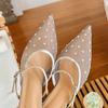 Grape Mother of the Same Style, Versatile Hot Diamond Temperament, Small Pointed Mesh Yarn, Breathable 6cm Thin Heel, Empty Sandals for Women In Summe