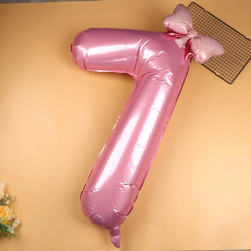 

40 Inch 0-9 Number Birthday Ballons Girls Princess Birthday Pink Bownot Balloons Wedding Party Ballons Jumbo Number Balloon 7 рожевий