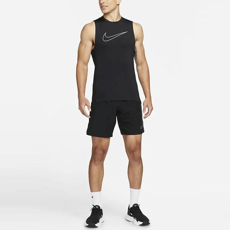 Nike Pro Dri-FIT Logo Print Breathable Round Neck Tank Top Men Tops Black DD1977-010