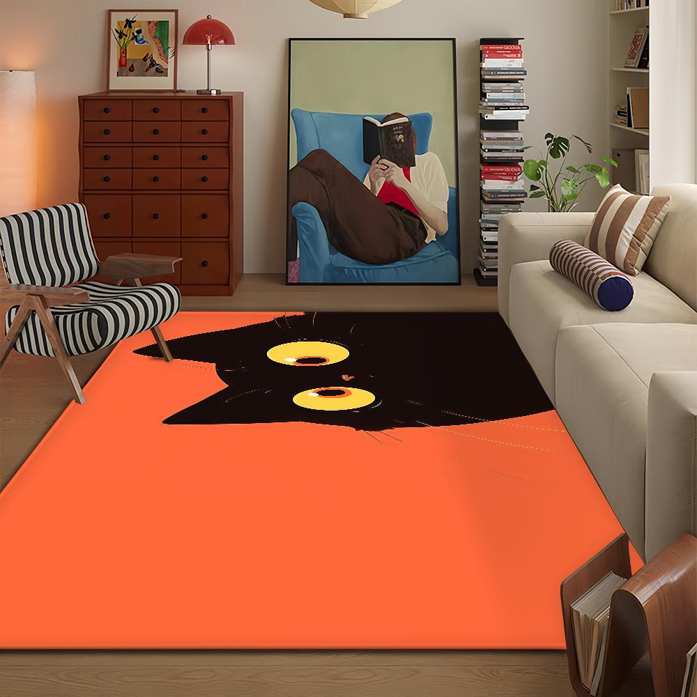 Kawaii Cute Black Cat Door Mat Bath Microfiber Decorative Versatile Flannel Floor Mat Quick Dry Absorbent Non-slip Sole