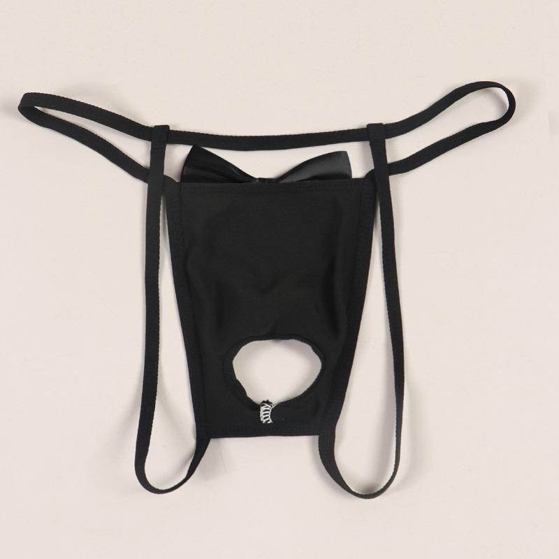 Tanga Sexy Masculina Sem Fundo Gentleman Tentador Lingerie Calcinha Com Laço Frente Aberta Costas T Fio Dental Garçom Smoking Fantasia Cosplay
