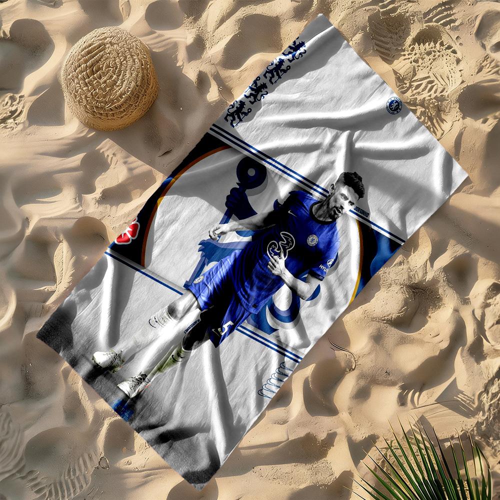 Chelsea FC Fußballspieler Strandtuch Schnelltrocknend Weiche Mikrofaser Bequem Leicht Geeignet für Schwimmen, Fitnessstudio, Camping, Yoga Urlaub