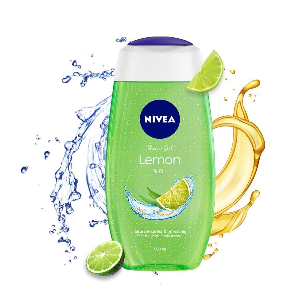 Nivea Cytryna i Olejek Żel do Mycia Ciała 500ml Opakowanie 1 szt. | Odświeżający Żel pod Prysznic z Gliceryną dla Gładkiej Skóry i Długotrwałej Cytrynowej Świeżości