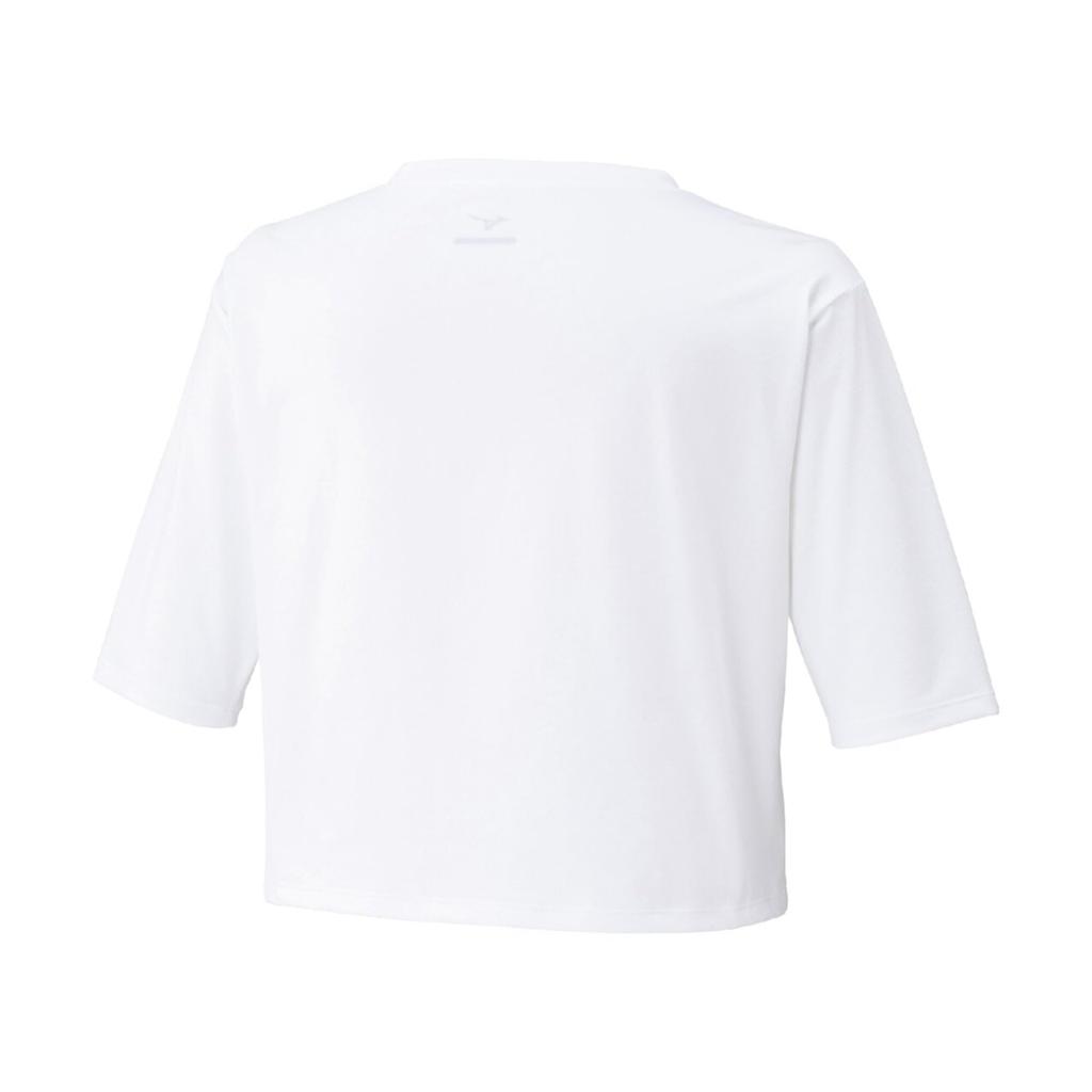 Training Wear Soft Dry Cropped UV Protection 32MAD302 White M [Mizuno] T-Shirt (Wide Silhouette) Sweat-wicking, Quick-drying, Women's