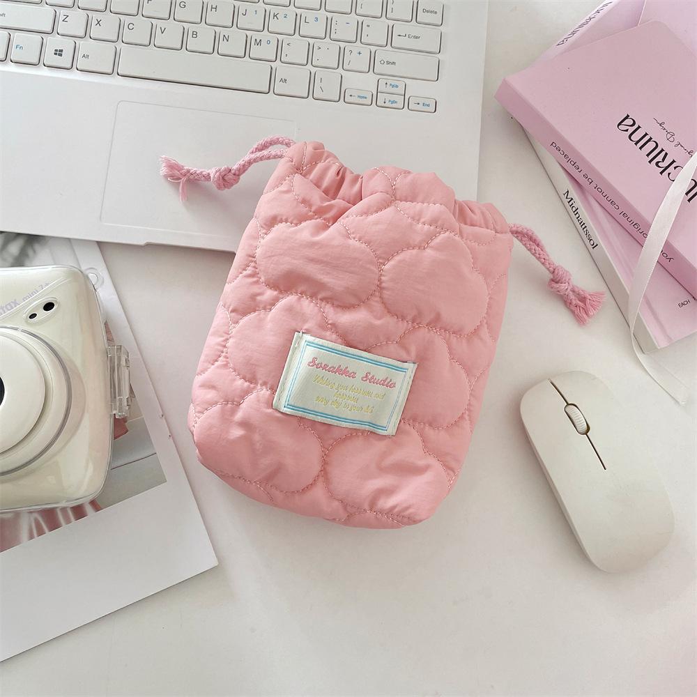 Siyah Kart Kamera Polaroid Saklama Çantası Taşınabilir Büzgülü Çanta Kadın Telefon Çantası Anahtar Kulaklık Ruj Çantaları Büzgülü Çantalar