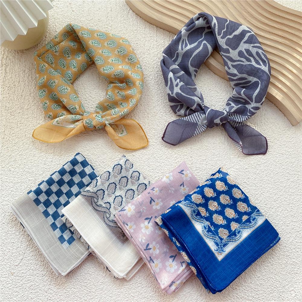 58 Bomull Lin Silke Firkantet Skjerf for Kvinner - Allsidig Mote Tilbehør for Vår, Sommer, Høst