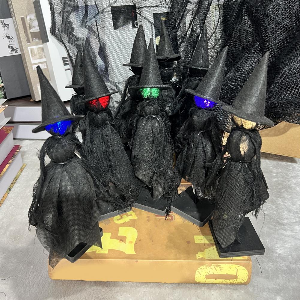 Halloween Witch Figurine Set Witch Decoration with Led Lights Spooky Halloween Witch Figurines for Mantel Tabletop Decor Glowing