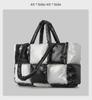 Women's Lightweight Black and White Checkered Tote – Soft, Down-Filled Shoulder Bag