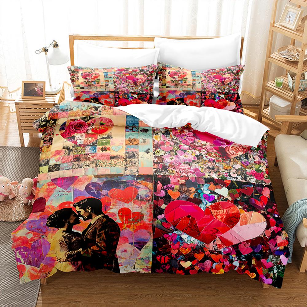 

Valentine s Day Duvet Cover Christmas Elk Snowflakes Red Bedding Set Happy New Year Quilt Cover Holiday Gifts Bedroom Decoration EU Single135x200cm