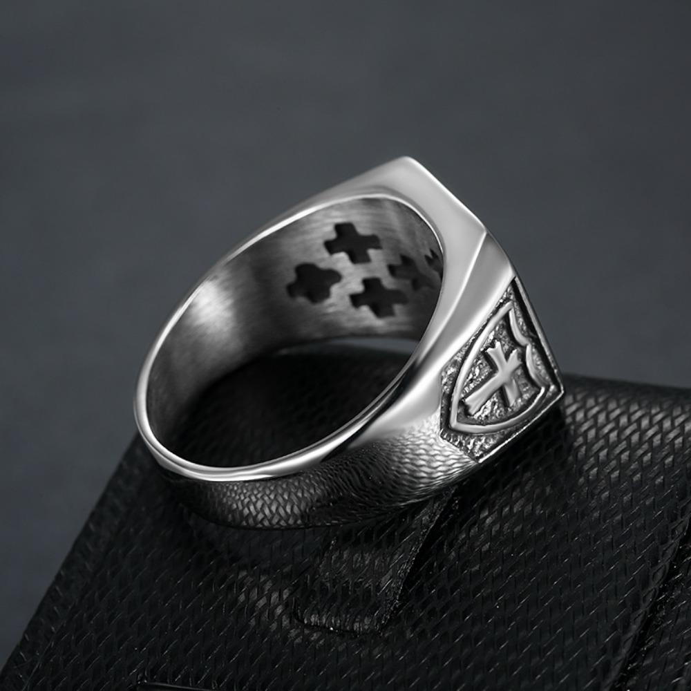 Vintage Titanium Steel Cross T Ring for Men Stylish Classic Unique Jewelry
