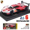 Bburago 1:24 Porsche 963 #6 Racing Edition Casting Alloy Model Children Toy Boyfriend Gift Simulated Alloy Car Collection
