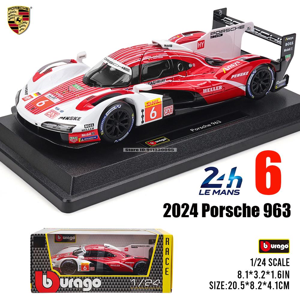

Bburago 1:24 Porsche 963 #6 racing edition casting Alloy Model Children Toy Boyfriend Gift Simulated Alloy Car Collection