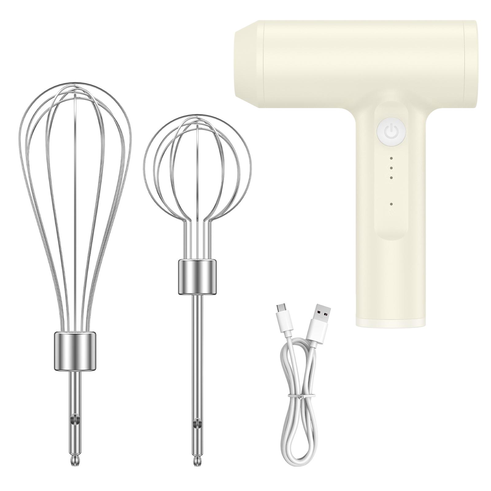 

Handheld Electric Egg Beater Household Automatic Mixer, Egg White and Cream Beater, Mini 3-speed Mixer 2000mAh USB Rechargeable