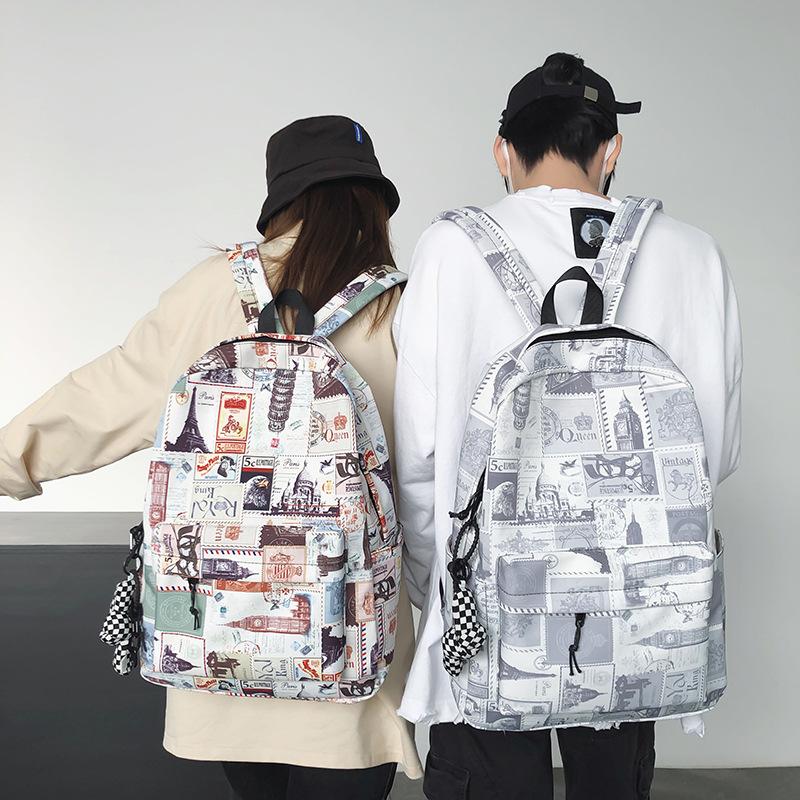 Schoolbag1011 New Personalized Backpack Graffiti Middle and High School Student Schoolbag Women's Outdoor Leisure Travel Backpack Without Pendant