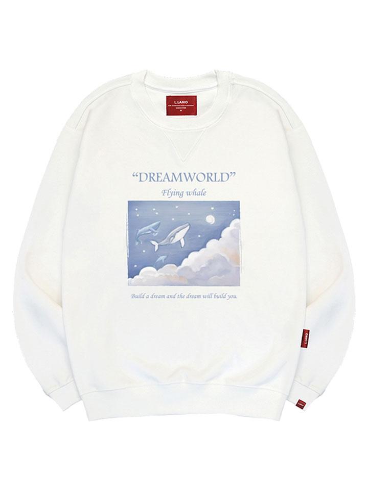 Ellamo Flying Whale Sweatshirt Unisex Big Sizes S~4Xl