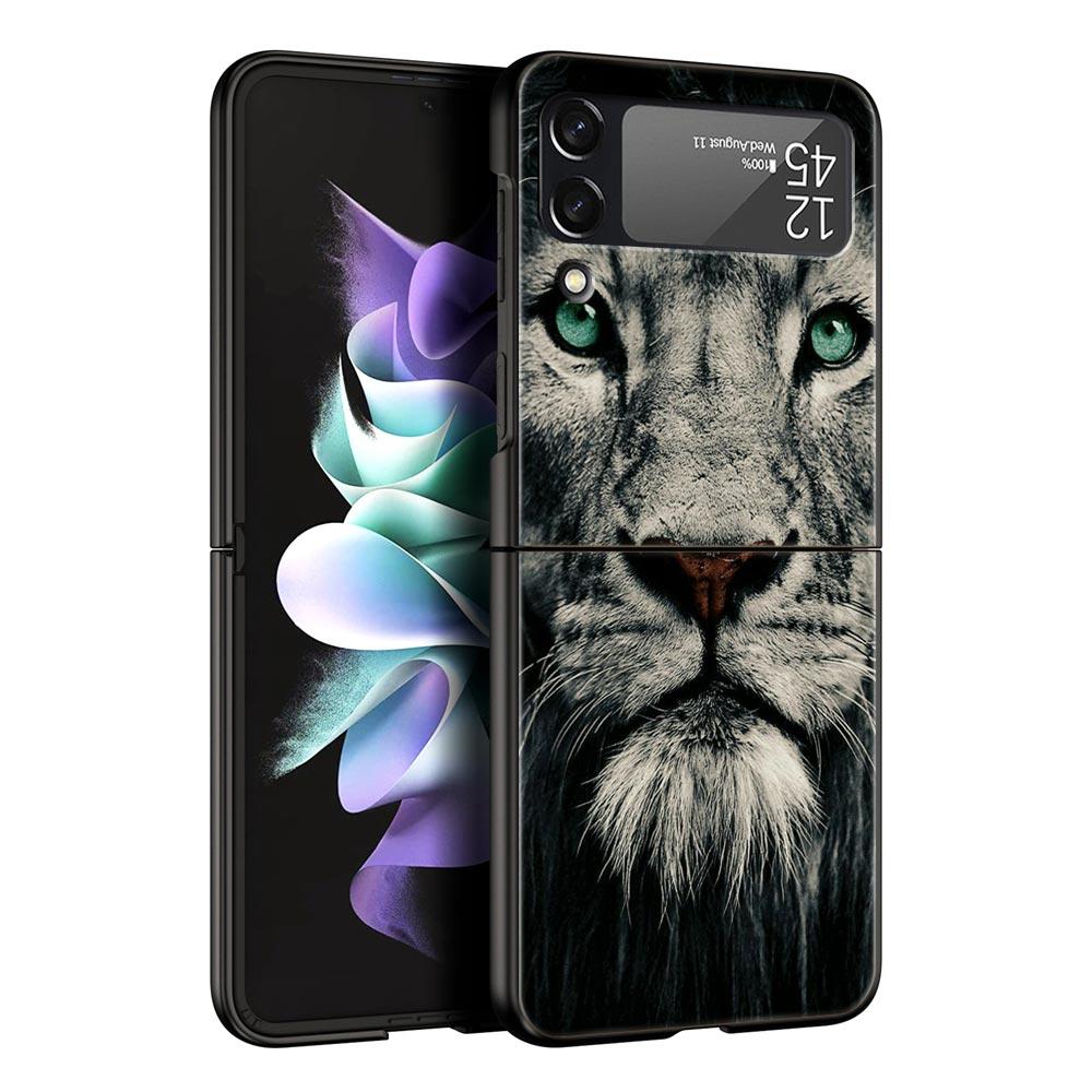 Z Flip 4 Phone Case for Samsung Galaxy Z Flip 3 5G ZFlip3 Flip3 zflip Flip4 Black Hard Cover Lion Tiger king monkey animal Shell