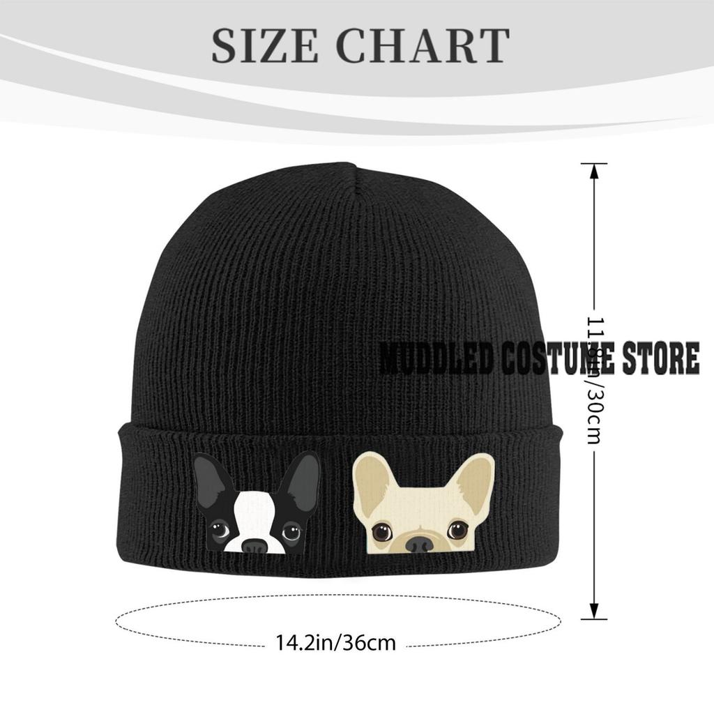Czapka z wzorem buldoga francuskiego Vintage Graphic Knit Hat Retro Streetwear Miękka Ciepła Pomysł na prezent na Dzień Ojca Prezent dla mężczyzny i kobiety